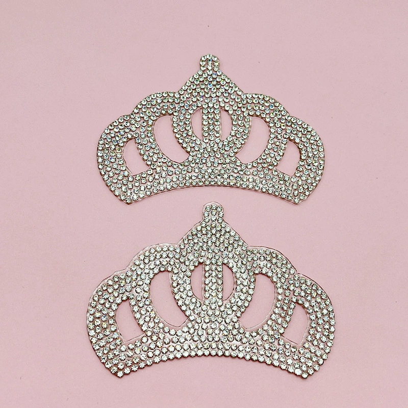 Новый ультра-вспышка страз с короной тканью наклейки с бриллиантами