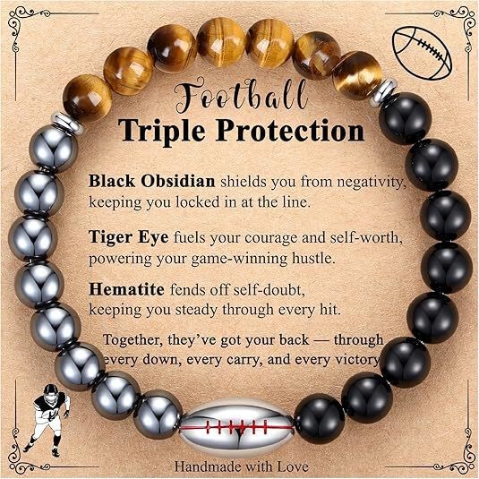 New cross-border sports bracelet with triple protection, obsidian and tiger eye stone, for teenagers, players, coaches, and fans, men's bracelet New cross-border sports bracelet with triple protection, obsidian and tiger eye stone, for teenagers, players, coaches, and fans, men's bracelet