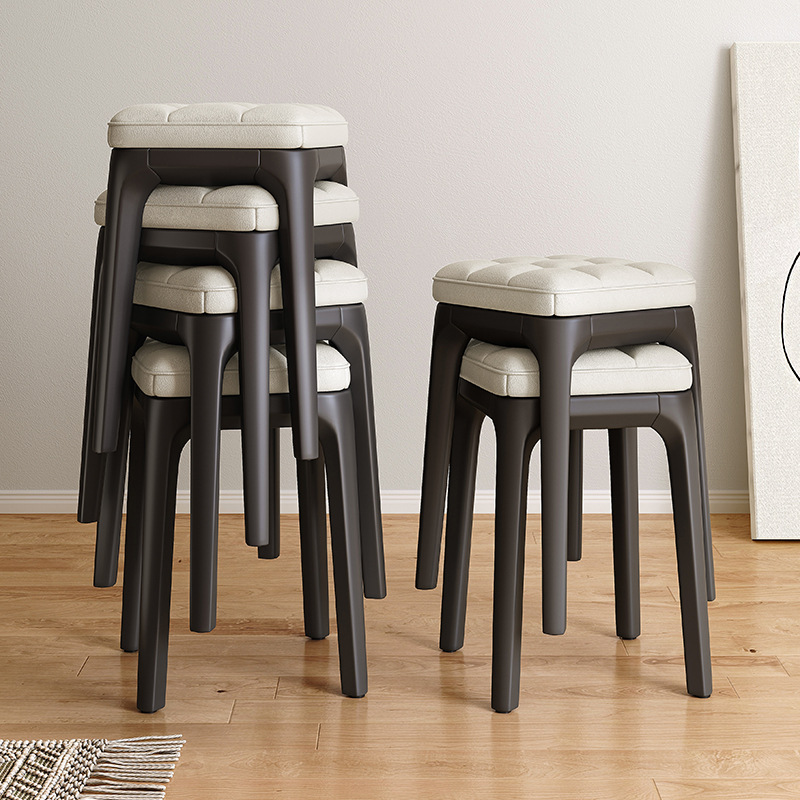 Silla de comedor del hogar taburete de plástico silla engrosada bolsa suave Banco alto apilable moderno simple comedor taburete sala de estar