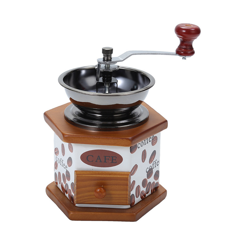 Wholesale Retro Hand-Cranked Coffee Machine Small Beech Coffee Bean Grinder Manual Coffee Grinder Dropshipping