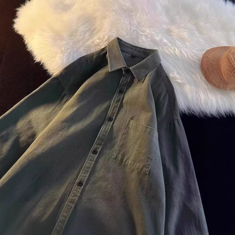 High-End White Shirt Long-Sleeved Men's Winter Cotton and Linen Brushed Suit with Bottoming Shirt Casual Shirt with Vest