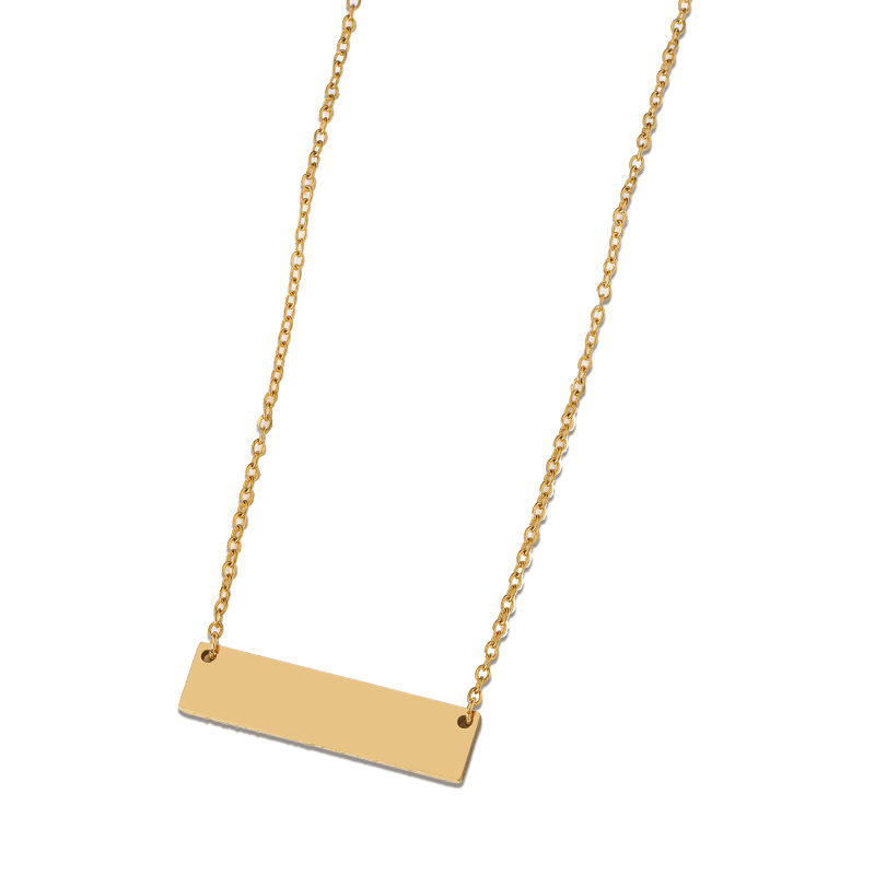 Wholesale Jewelry Basic Simple Style Geometric Customization Laser Engraving 201 Stainless Steel Plating Pendant Necklace Cable Chain display picture 3