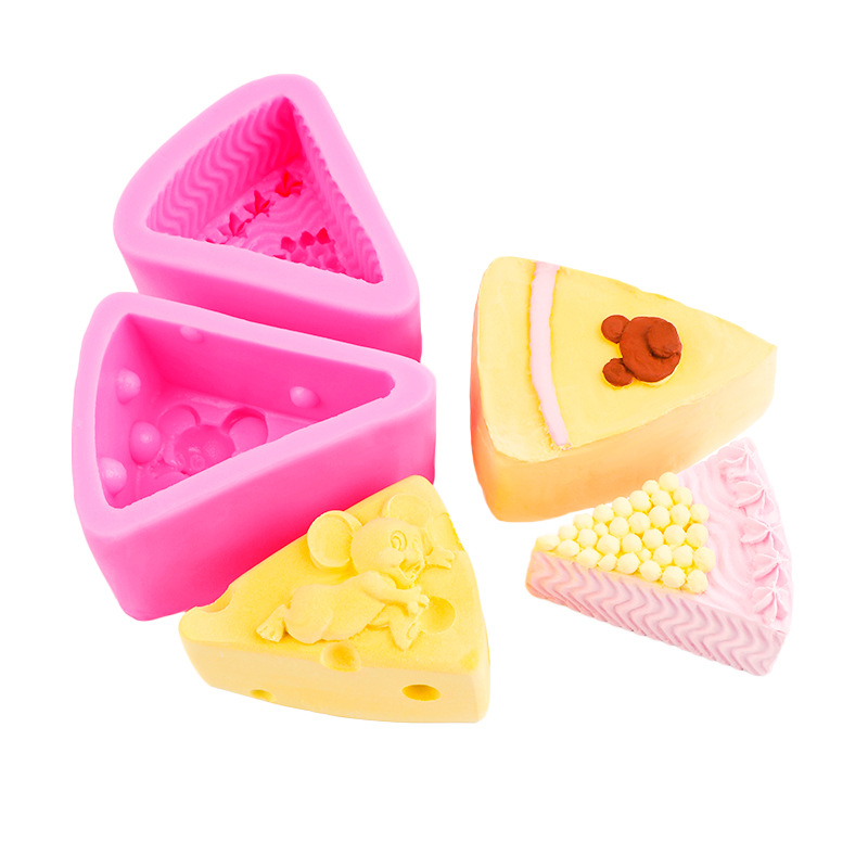 Triángulo queso ratón oso pastel queso forma silicona molde hecho a mano mousse pastel pudín postre molde