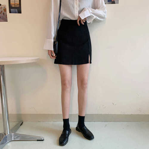 Women's Elegant Grey Black Bodycon Short Skirt with A-line Design, Summer High-Waisted Fitted Skirt to Avoid Flashing