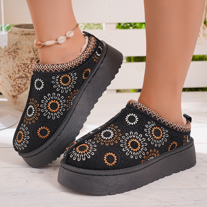 Women's Snow Boots 2026 Winter New Style Fleece-Lined Warm Thick-Soled Backless Closed-Toe Half Slippers Retro Casual Cotton Shoes Women's Snow Boots 2026 Winter New Style Fleece-Lined Warm Thick-Soled Backless Closed-Toe Half Slippers Retro Casual Cotton Shoes