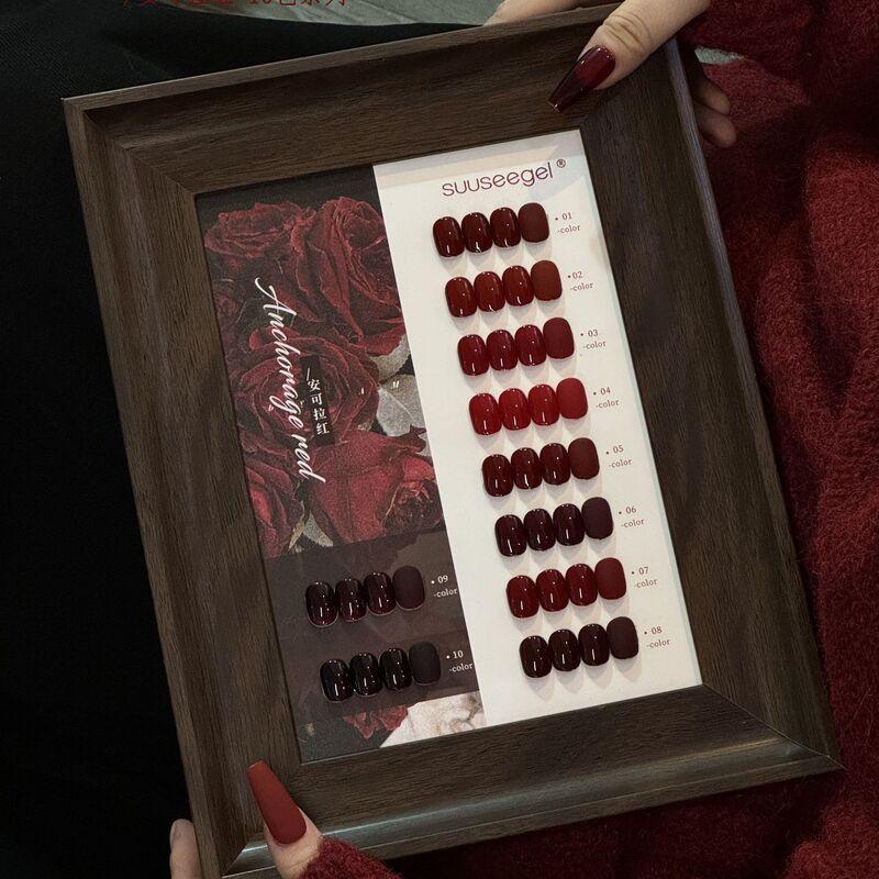 New Color Series Ancola Red 10-Color Nail Polish Gel 2026 Autumn and Winter Brightening Cherry Wine Red New Year Red Nail Art