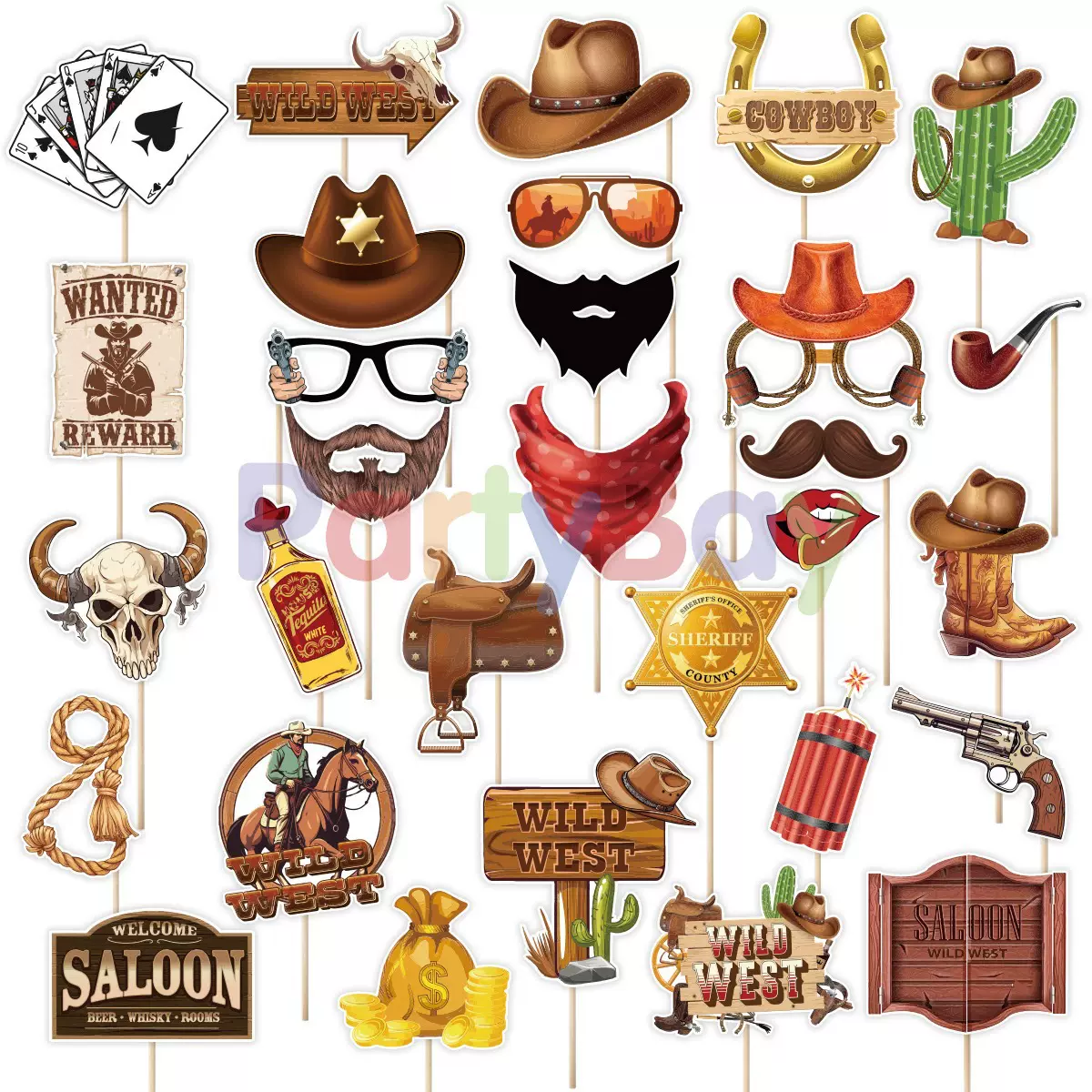 莱派西部牛仔主题生日派对装饰拍照道具 west cowboy派对拍照装扮