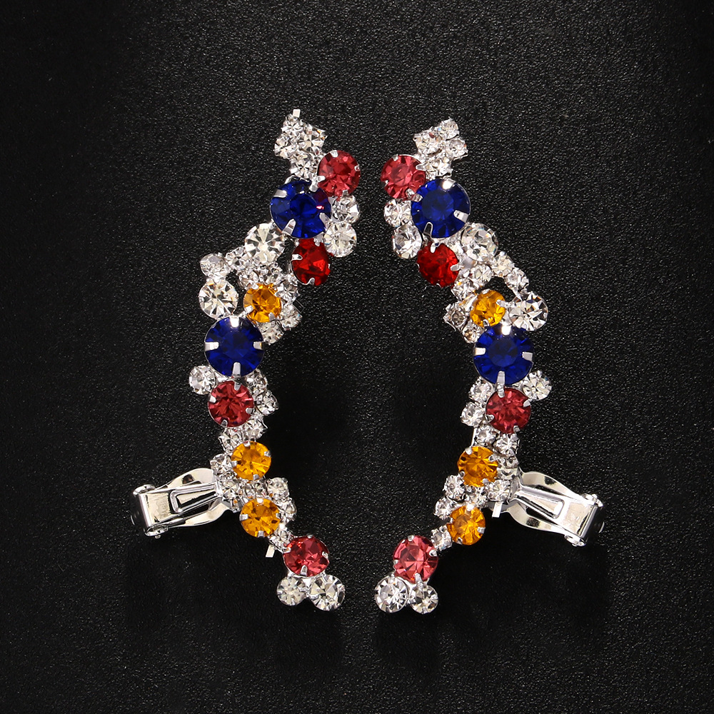 Aliexpress nuevo color flores orejas clips hueso nicho de alta calidad pendientes de diamante aretes de mujer