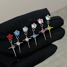 新款华子钻6+4mm十字架耳坠百搭设计感耳饰女首饰配饰饰品diy耳钉