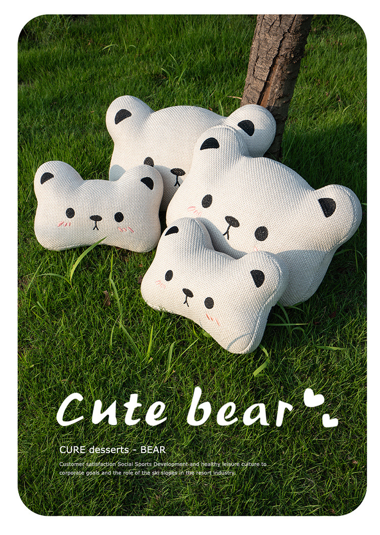 New Linen Donut Bear Cartoon Four Seasons Car Seat Cushion Set