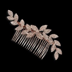 クロスボーダーヨーロッパとアメリカのシンプルなブライダルヘアコーム波状ラインストーン合金葉多歯コームバンケットアクセサリー