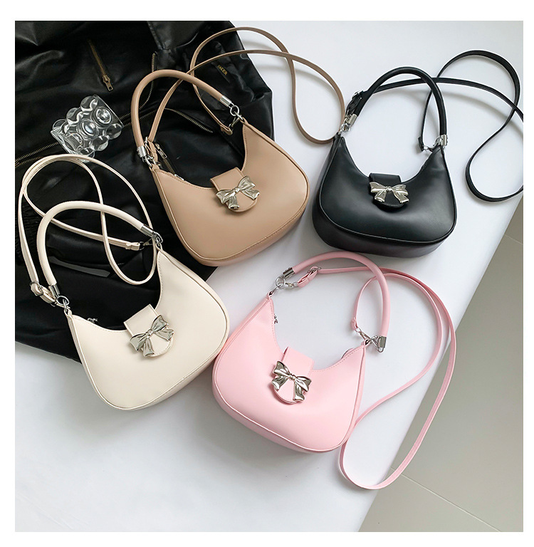 Borsa a spalla da donna versatile con fiocco e catena alla moda_voghion.com