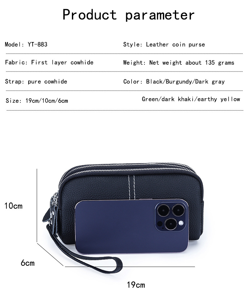 Large capacity leather wallet - Green