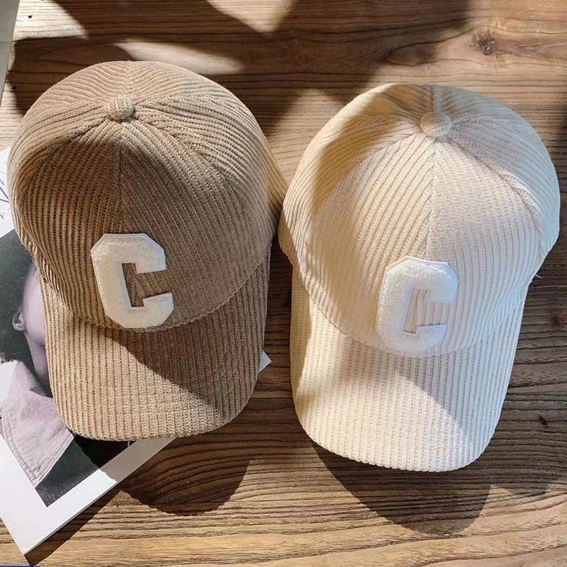 New Baseball Cap for Women in Autumn and Winter, New Corduroy Sports C-letter Internet Famous Outdoor, Same Style Men's Hard Top Duck Tongue Hat_voghion.com