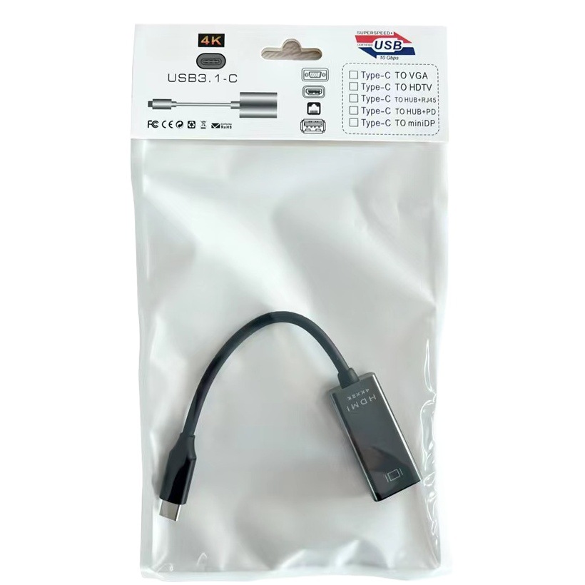 FUENTE fabricante tipo-c a HDMI cable tipo C a HDMI cable de conversión 4K carcasa de aleación de aluminio en stock