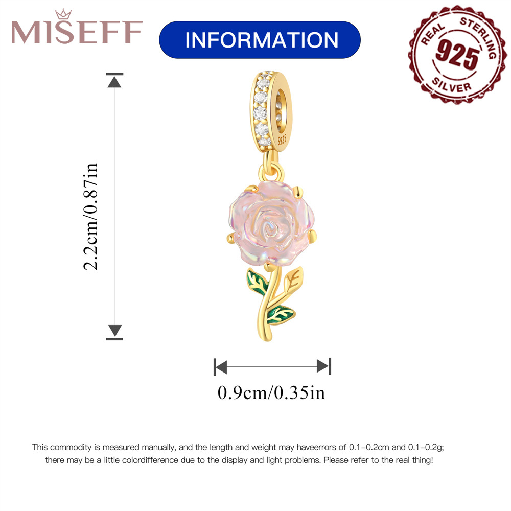 925 Sterling Silver Material 1 Piece 925 Sterling Silver Rose Flower Pendant