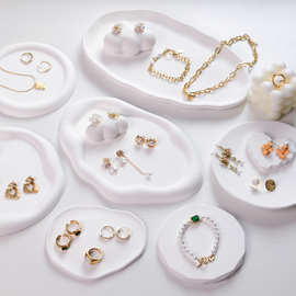 ins饰品托盘白色石膏收纳托盘首饰珠宝摆件陈列拍照道具氛围装饰