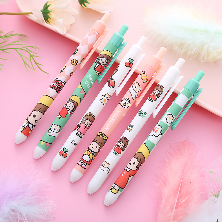 Bolígrafo de presión para niñas de vacaciones Papelería creativa Bolígrafo de góner para estudiantes Bolígrafo a base de agua de corazón de niña de alto valor Bolígrafo de firma de oficina