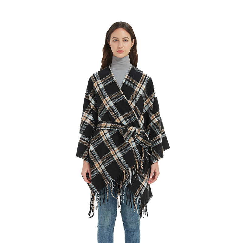 Women's Vintage Style Plaid Acrylic Shawl display picture 7