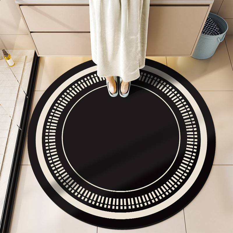 Round Light Luxury Dirt Resistant Water Absorbent Floor Mat Household Diatom Mud Non-Slip Quick-Drying Foot Mat Toilet Bathroom Wash Desk Mat