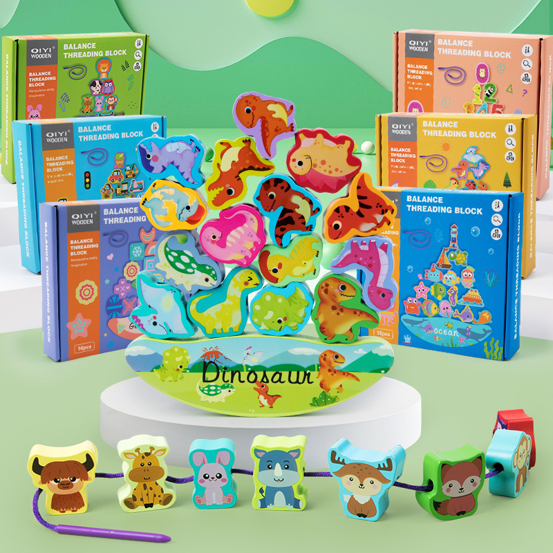 Enhebrado de los niños con cuentas equilibrio juguetes cognitiva animal fino entrenamiento con cuentas bebé educación temprana Juguetes