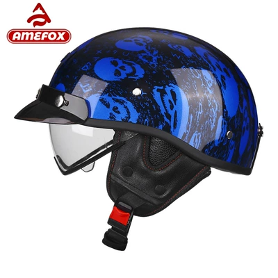 Water Transfer Printing, Motosiklet kaskı (dəbilqə) - r07-blue-skull-transparent-mirror-m-55-56cm-head-circumference