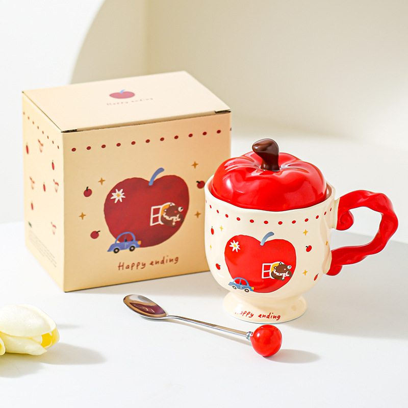 Taza de cerámica de manzana creativa, regalo de oficina, taza de café, taza de agua, taza de desayuno para parejas, regalo