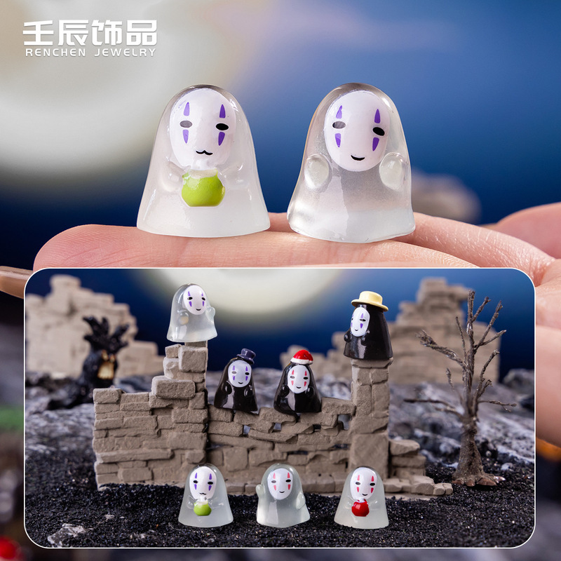 Halloween Faceless Male Micro Landscape Decorations DIY Luminous Resin Crafts Cute Tabletop Car Small Ornaments