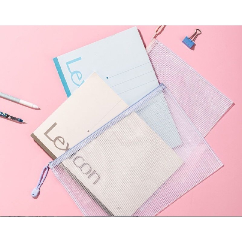 [Zipper Bag File Bag] Primary and Secondary School Test Paper Storage and Installation of Homework Stationery Morandi Color A4 Thickened Folder