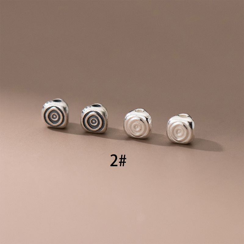 S925 Plain Silver Matte Leaf Triangle Printed Small Separated Beads Handmade diy Bracelet Accessories Loose Beads Bracelet Beads