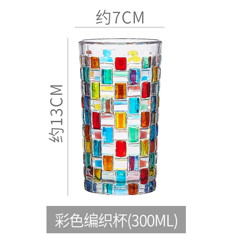 Creatividad ins ventana de vidrio de colores diseño italiano transfronterizo tejer tazas de agua whisky jugo de fruta leche café