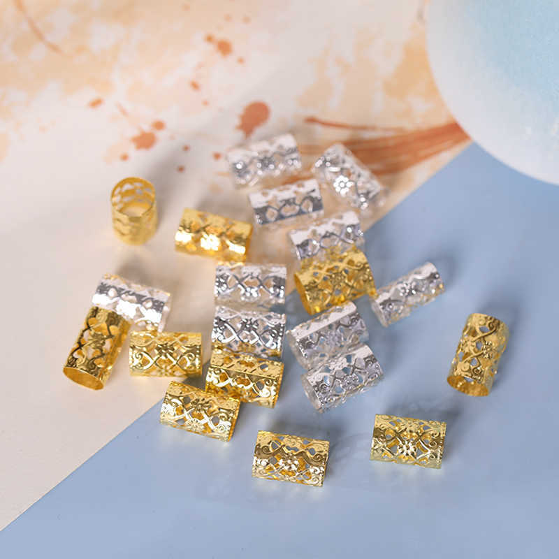 Ancient-Style Golden Hair Clips, Hanfu Accessories, Silver Hollow-Out Hair Rings, Metal Chinese-Style Headwear, Traditional Hair Rings, Braided Hair Ornaments