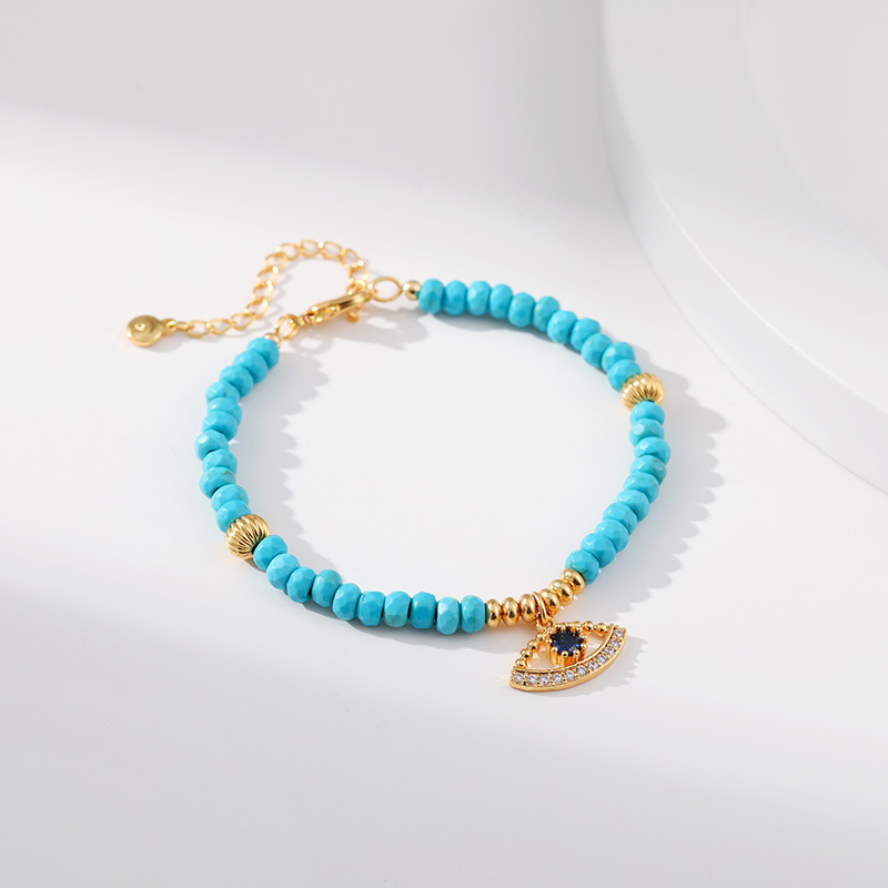 Retro Eye Turquoise Plating Rhinestones Bracelets 1 Piece