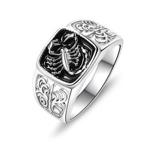 跨境新款wish创意天蝎浮雕男士戒指 欧美镀925银毒蝎子纪念日指环