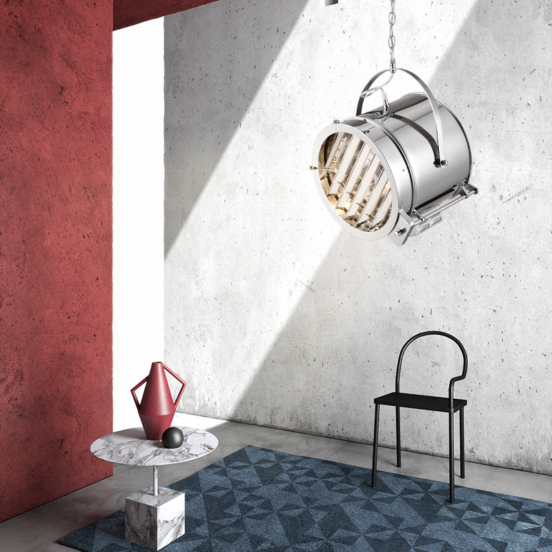 探照吊灯餐厅不锈钢个性创意金色银色工业风复古现代轻奢轻奢风