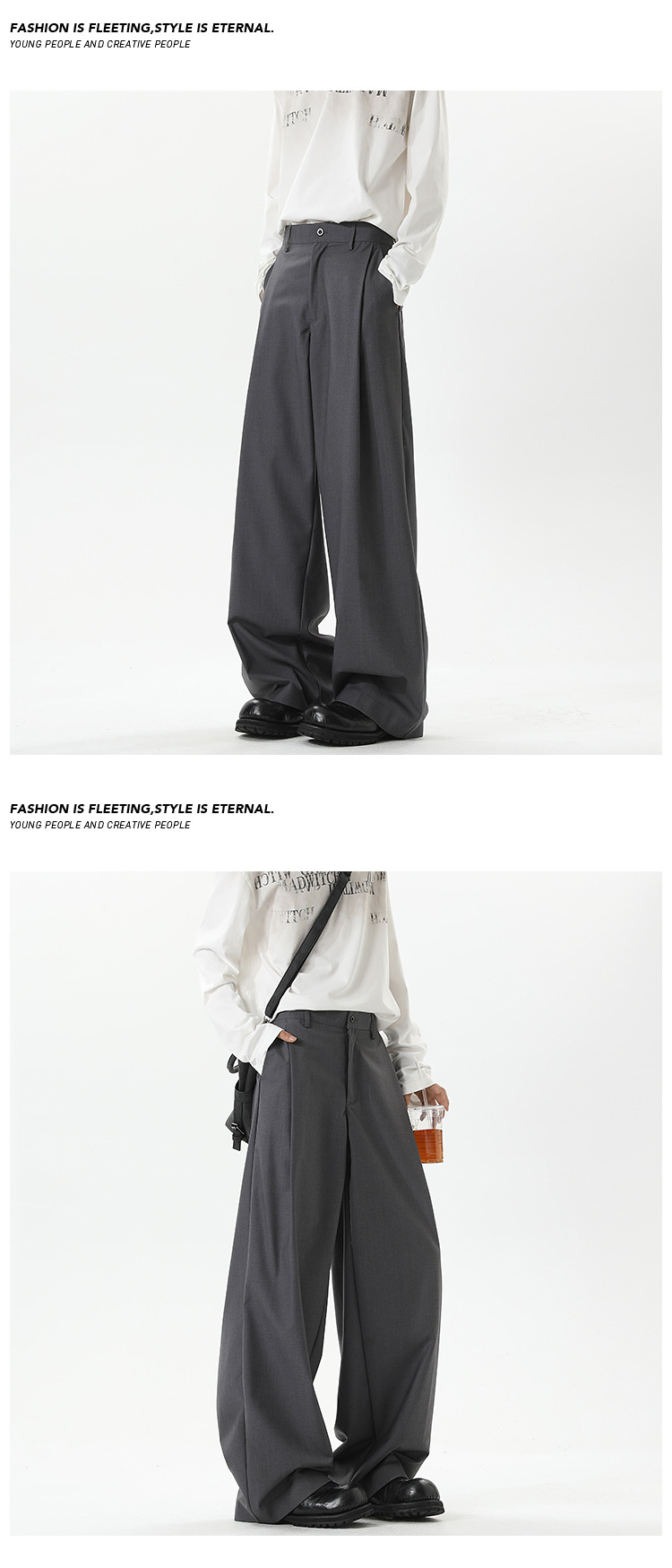 Pantalone uomo ampio con pieghe nero pantalone casual elegante_voghion.com