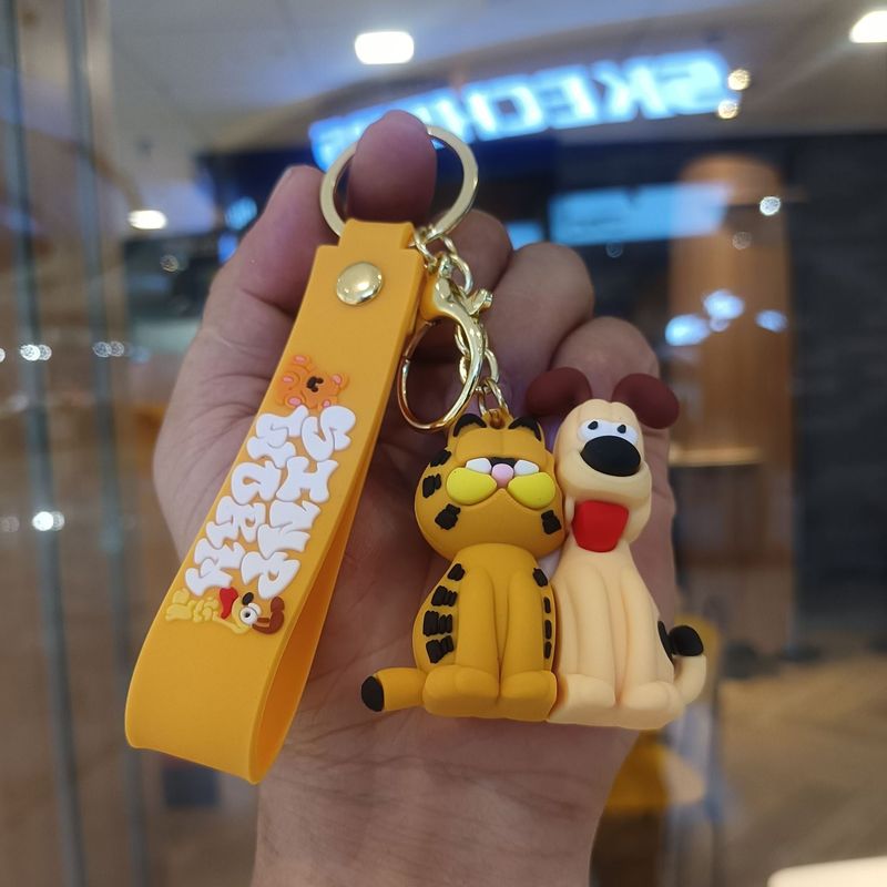 可爱卡通加菲猫钥匙链创意猫咪玩偶公仔挂饰情侣包包钥匙扣小挂件|undefined
