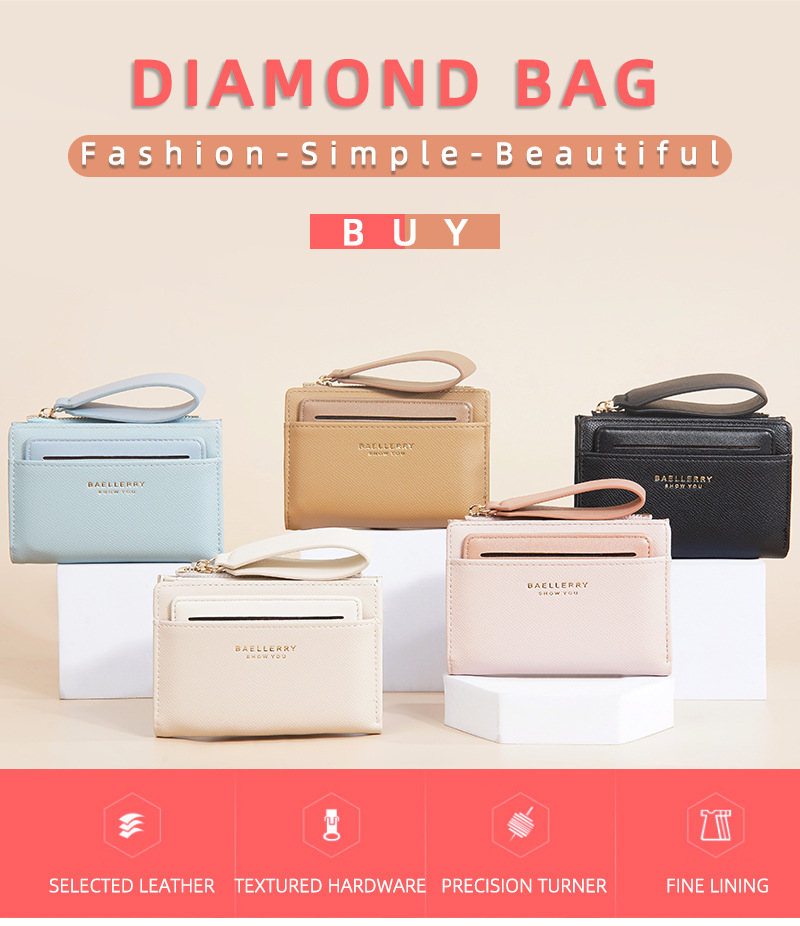New Women's Short Wallet With Contrasting Colors Double Fold Zipper Zero Wallet Fashionable And Fresh Card Bag_voghion.com