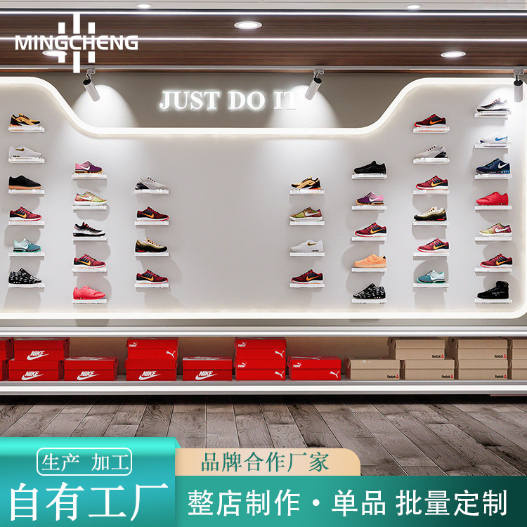 厂家制造墙面展示墙大品牌鞋子展示架木质层架精品运动鞋陈列柜架