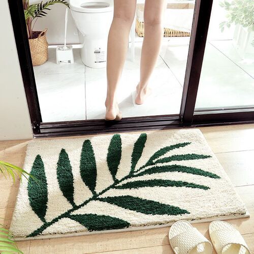 Fresh leaves, imitation cashmere floor mats, absorbent and non-slip foot mats, bathroom, bathroom, bedroom door carpet wholesale