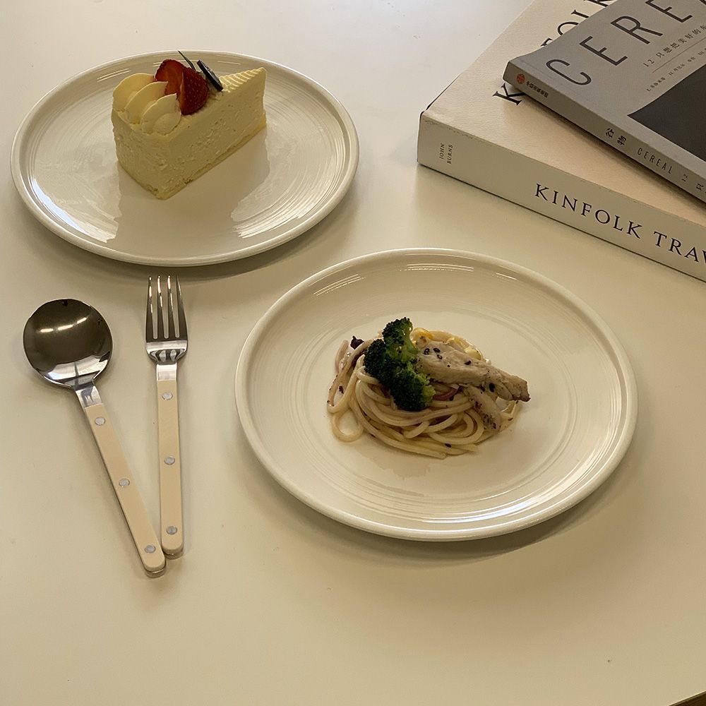 ins风陶瓷西餐盘平盘餐具汉斯纹浅盘耐高温釉下彩牛排意面盘网红