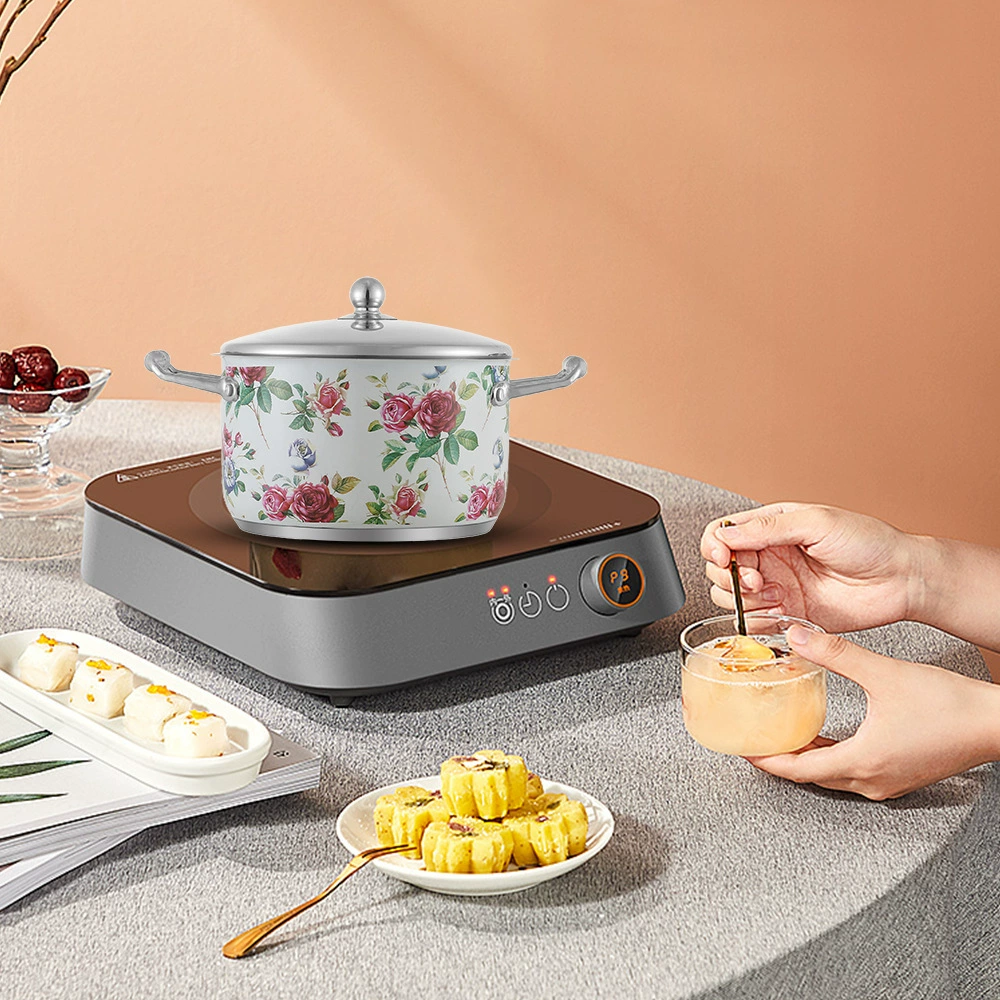 Новая утолщенная эмалированная кастрюля с рукавом, кухонный набор с антипригарным покрытием, комбинация электромагнитной и газовой плиты, универсальная кухонная утварь