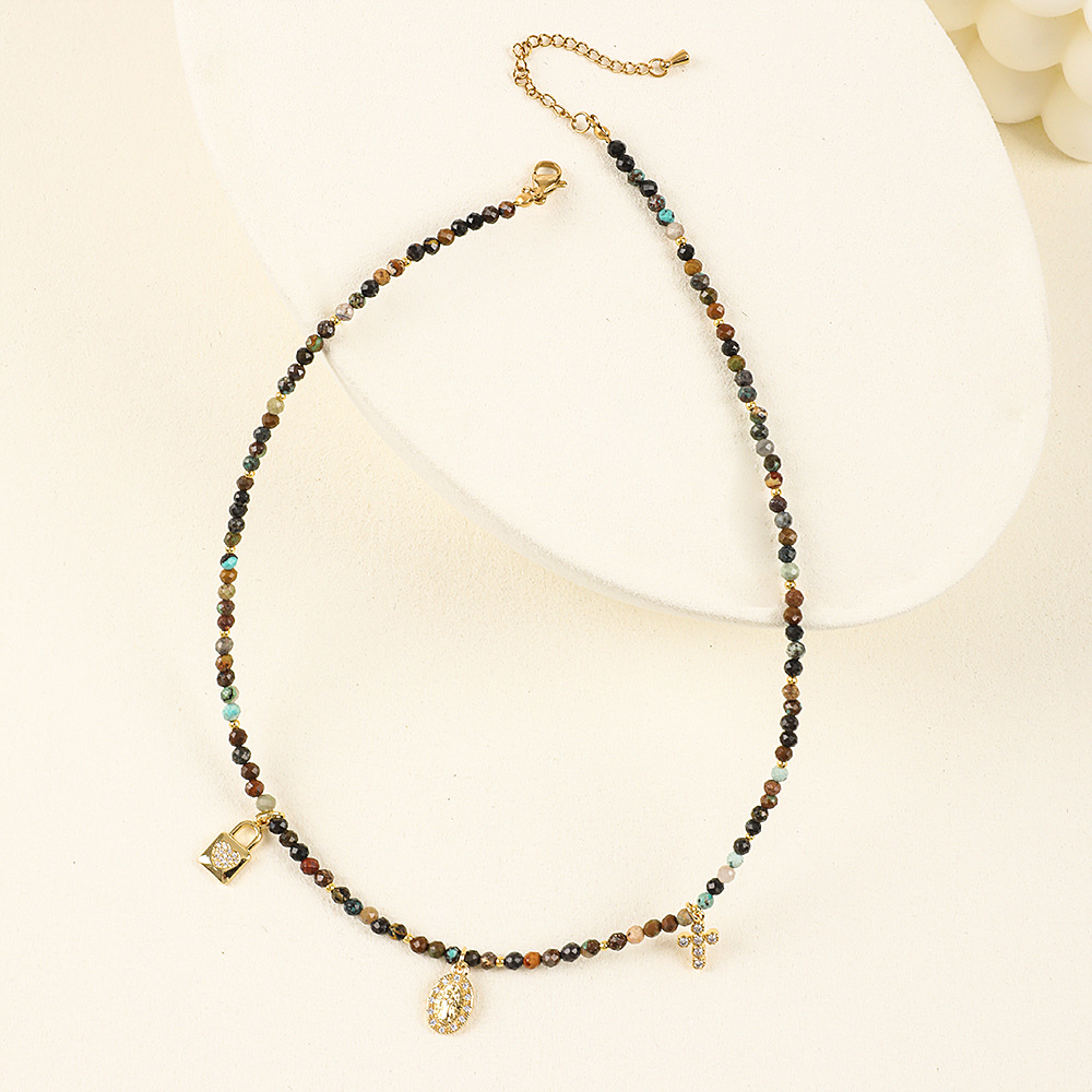 20g Weight Necklace Classification 1 Piece Quantity Travel Occasion Alloy, Agate Material Heart Shape Pattern Women's Gender Beaded Design Ethnic Style, Bohemian Style Ethnic Style Bohemian Heart Shape Alloy Agate Necklace In Bulk 42