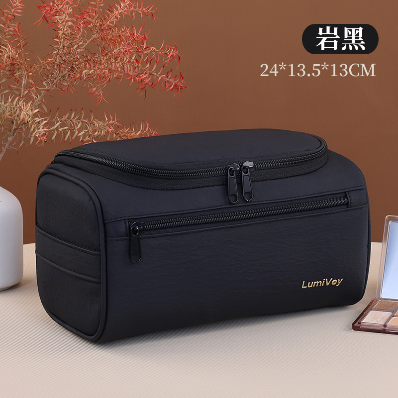 Bolsa de cosméticos portátil transfronteriza, estilo europeo y americano, gran capacidad, almacenamiento impermeable, bolsa de aseo de cuero PU para viaje, bolsa de almacenamiento multifuncional.