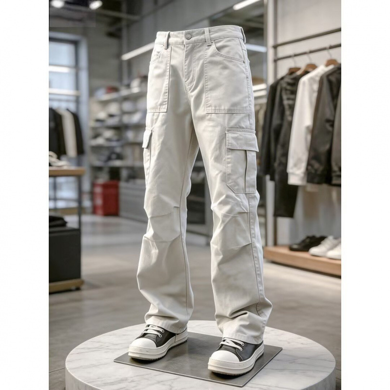 Vintage White Slim-Fit Multi-Pocket Cargo Pants for Men and Women, Summer Straight-Leg Slimming Narrow-Fit American High Street Pants Vintage White Slim-Fit Multi-Pocket Cargo Pants for Men and Women, Summer Straight-Leg Slimming Narrow-Fit American High Street Pants