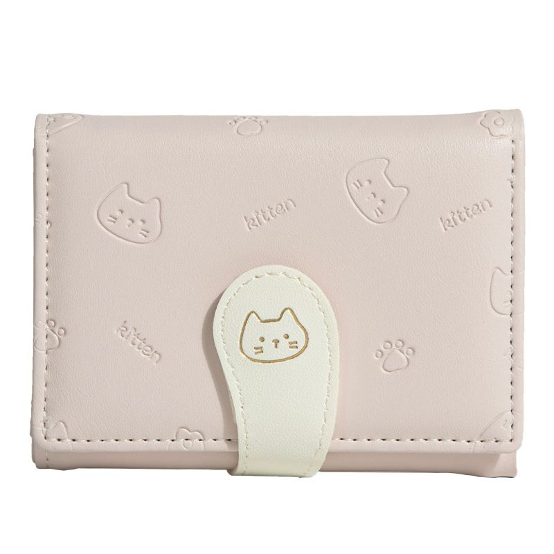 Картсовая кожаная карточница-кошелек Cat Little Tail PU компактная дамская карта с cute embossed cat pattern