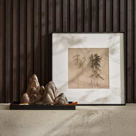 现代书房装饰画组合高级感样板间挂画家总裁领导办公室书架摆画