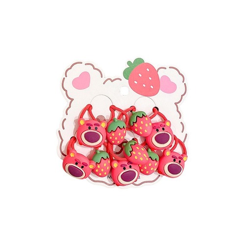Sweet and super cute strawberry bear rubber band girls' hair accessories that do not hurt hair and high elasticity hair band children's hair rope headwear for women