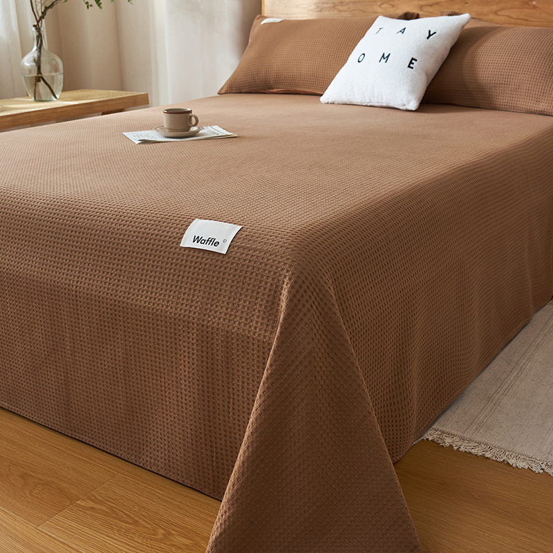 Una sábana de algodón waffle de categoría 1 pieza única 100 cubierta de cama de algodón pieza individual otoño e invierno tatami gruesa sábana pieza de tres piezas