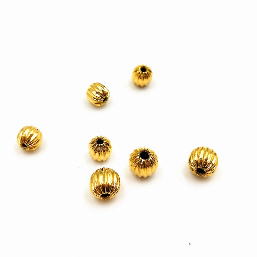 Нержавеющая сталь полые складки бусины 18K золотая нить бисер арбузный бусина тыква бусины для DIY украшений